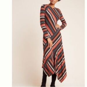 Anthropologie MAEVE Women’s 1X Brown/Black Woven Textured Knit Stretchy Dress